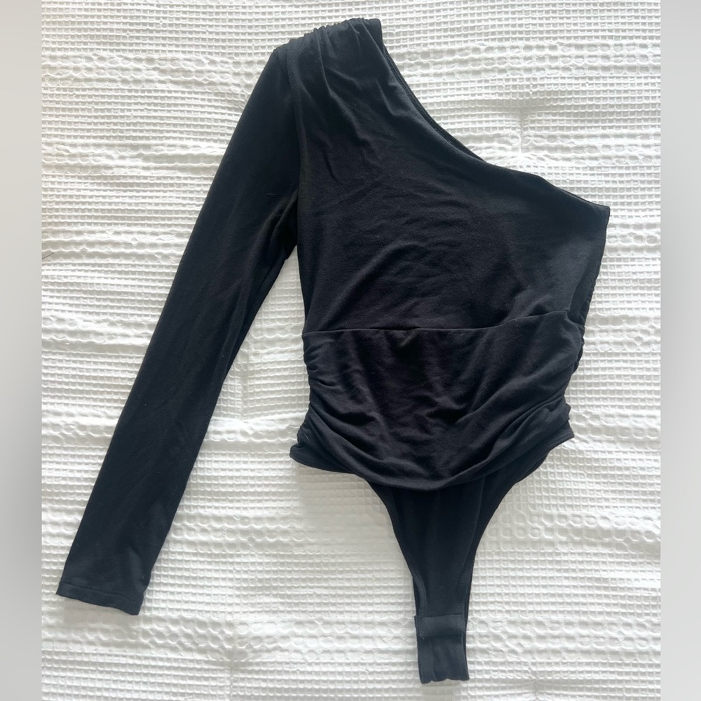 Black One Shoulder Bodysuit